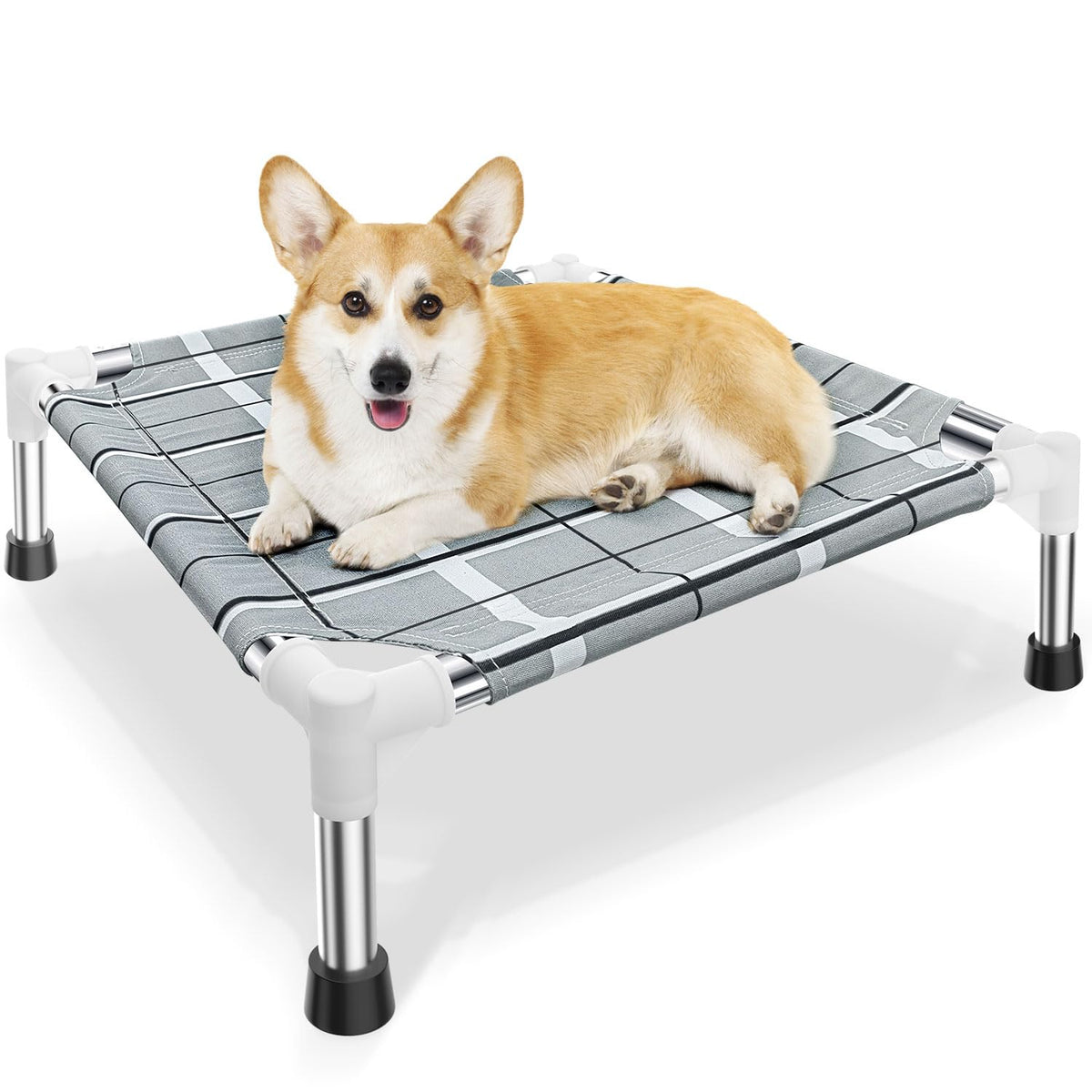Topsmartking elevated outdoor dog bed frame keeps pets cool outside.
