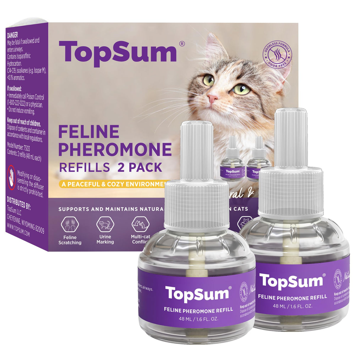 TopSum Cat Calming Diffuser plugged in to soothe a busy living space