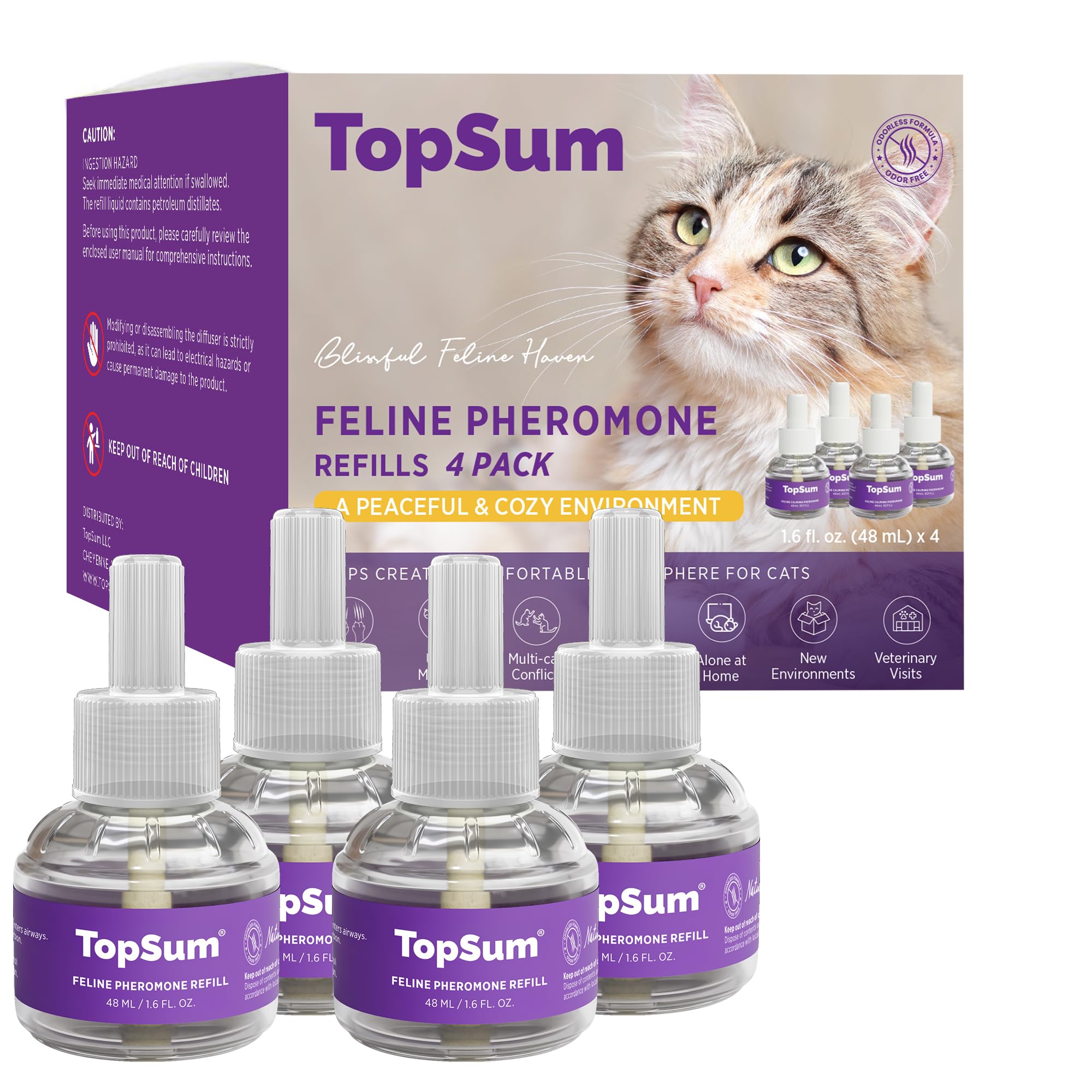 TopSum cat calming diffuser plugged in for a calm living room