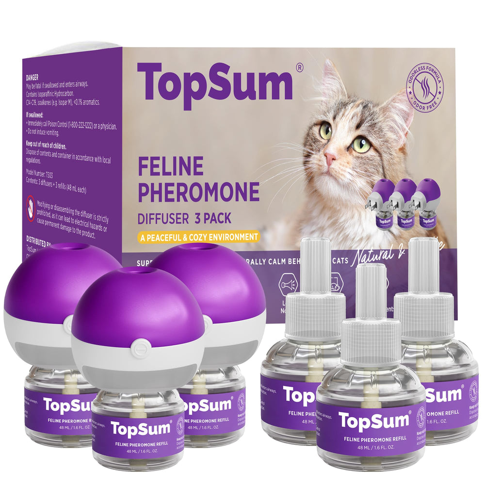 TopSum cat calming pheromone diffuser plugged in in a living room for a peaceful space