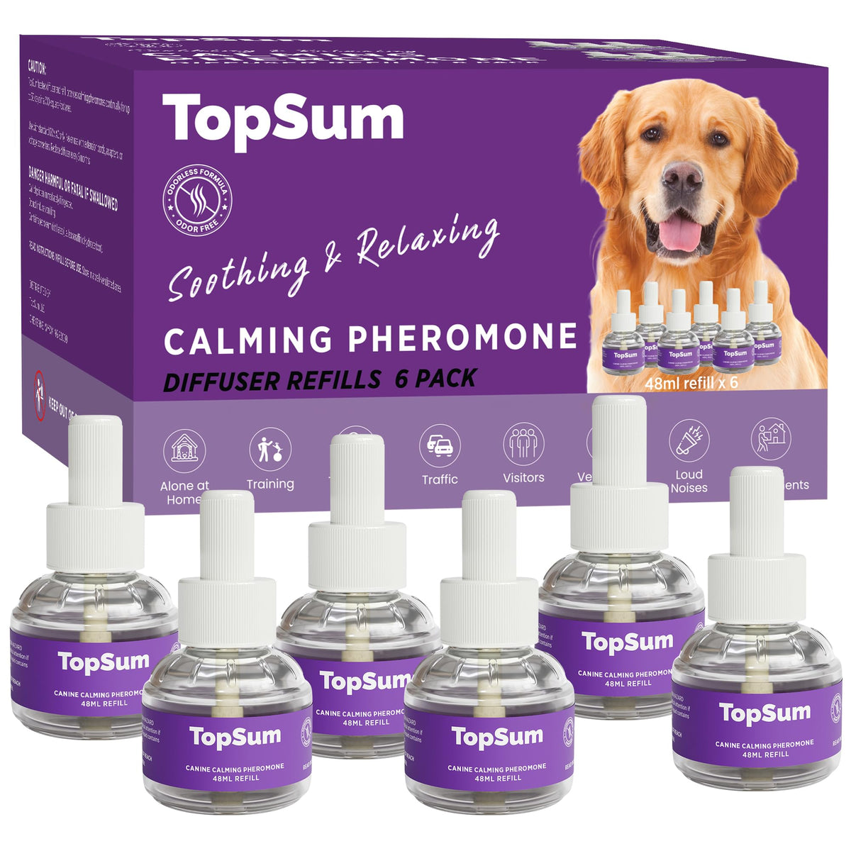 TopSum dog calming diffuser plug purple creates a calmer home environment.
