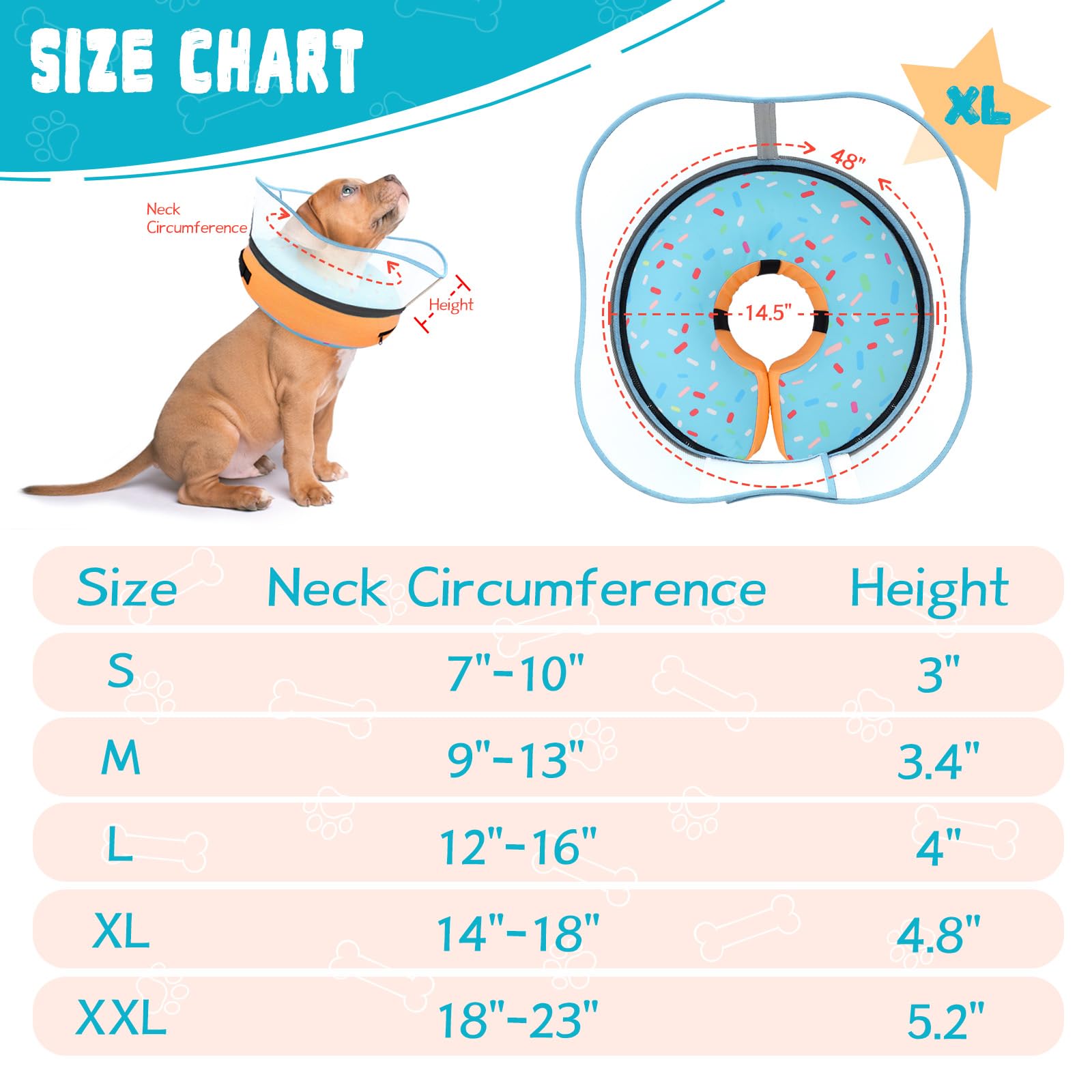 Adjustable neck closure ensures a secure, comfortable fit for many dogs.