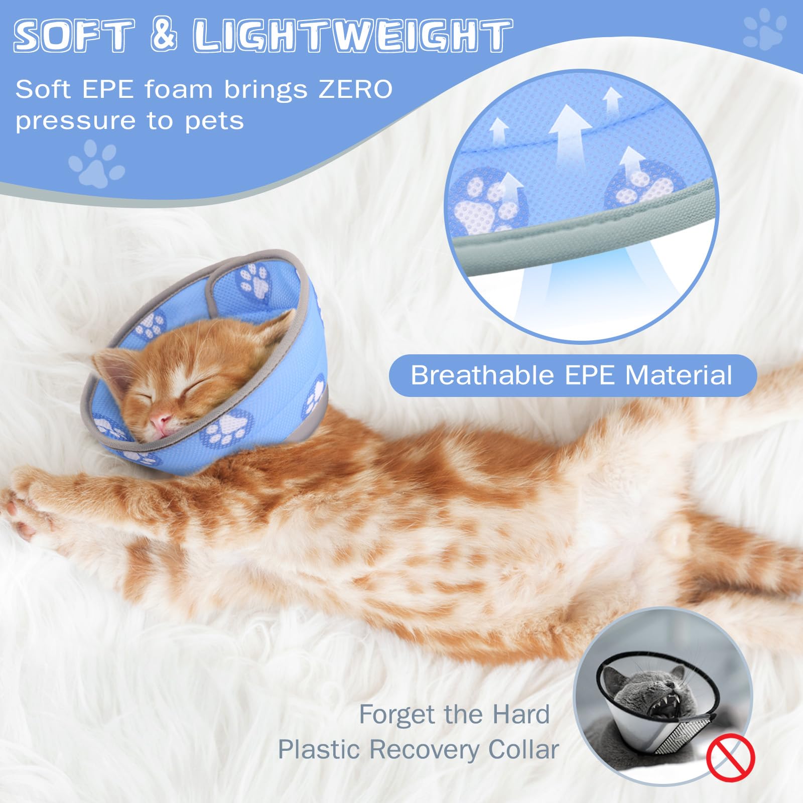 Toptakeit cat cone vision-friendly folding edge preserves sight during play