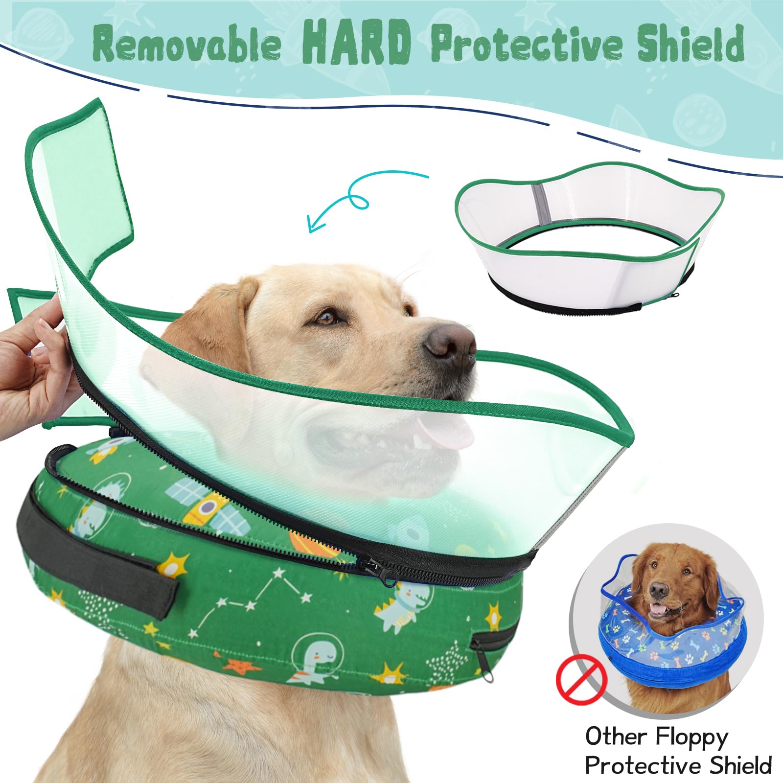 Toptakeit dog cone featuring non-stick fabric for easy cleaning