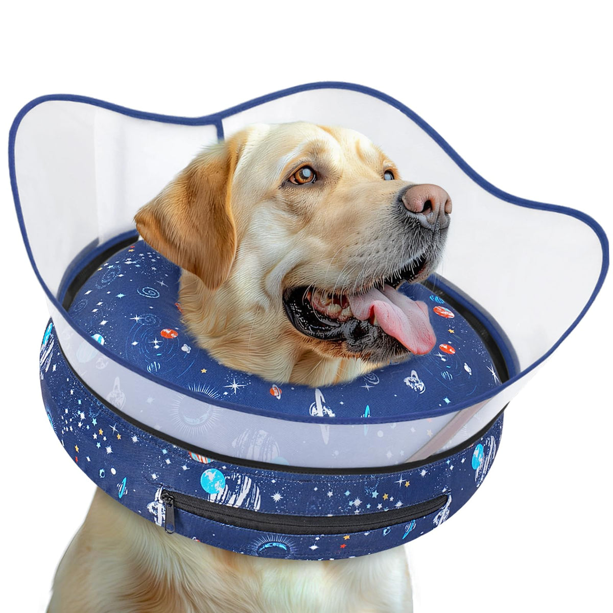 Toptakeit elevated inflatable dog cone with donut silhouette protecting wounds gently