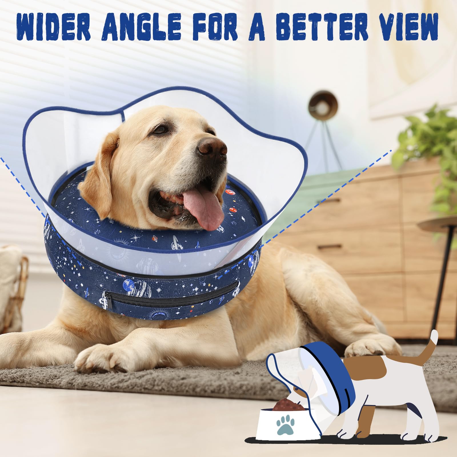 Interior attachment anchors collar to your dog’s regular collar for secure fit.