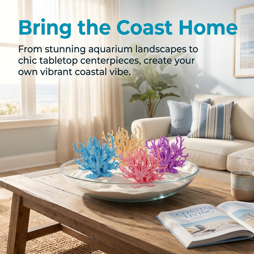 TopZea four-pack coral ornaments offer color variety for tank styling.