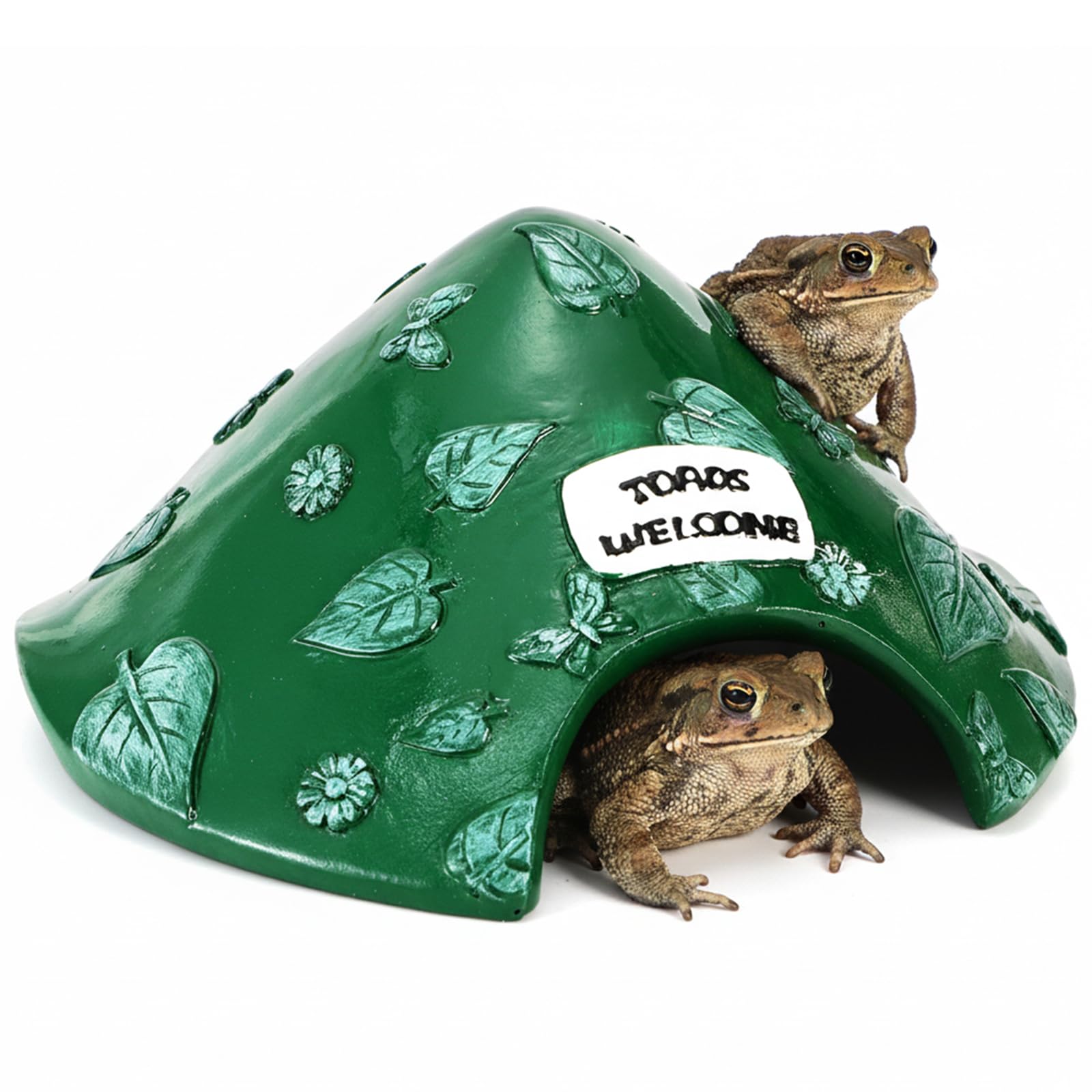 TOPZEA frog house front view for outdoor ponds providing a secure shelter.