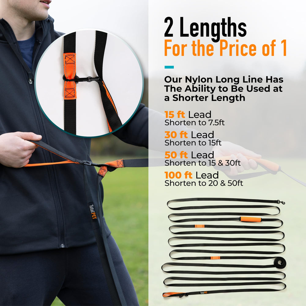 Total Pet storage-drawstring bag keeps the leash organized.