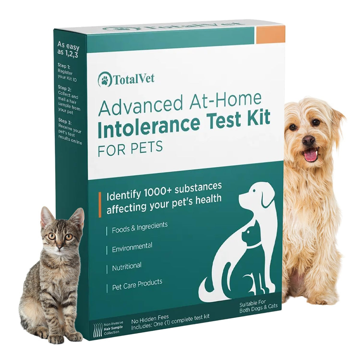 TotalVet dog allergy hair-sample kit for at-home testing.