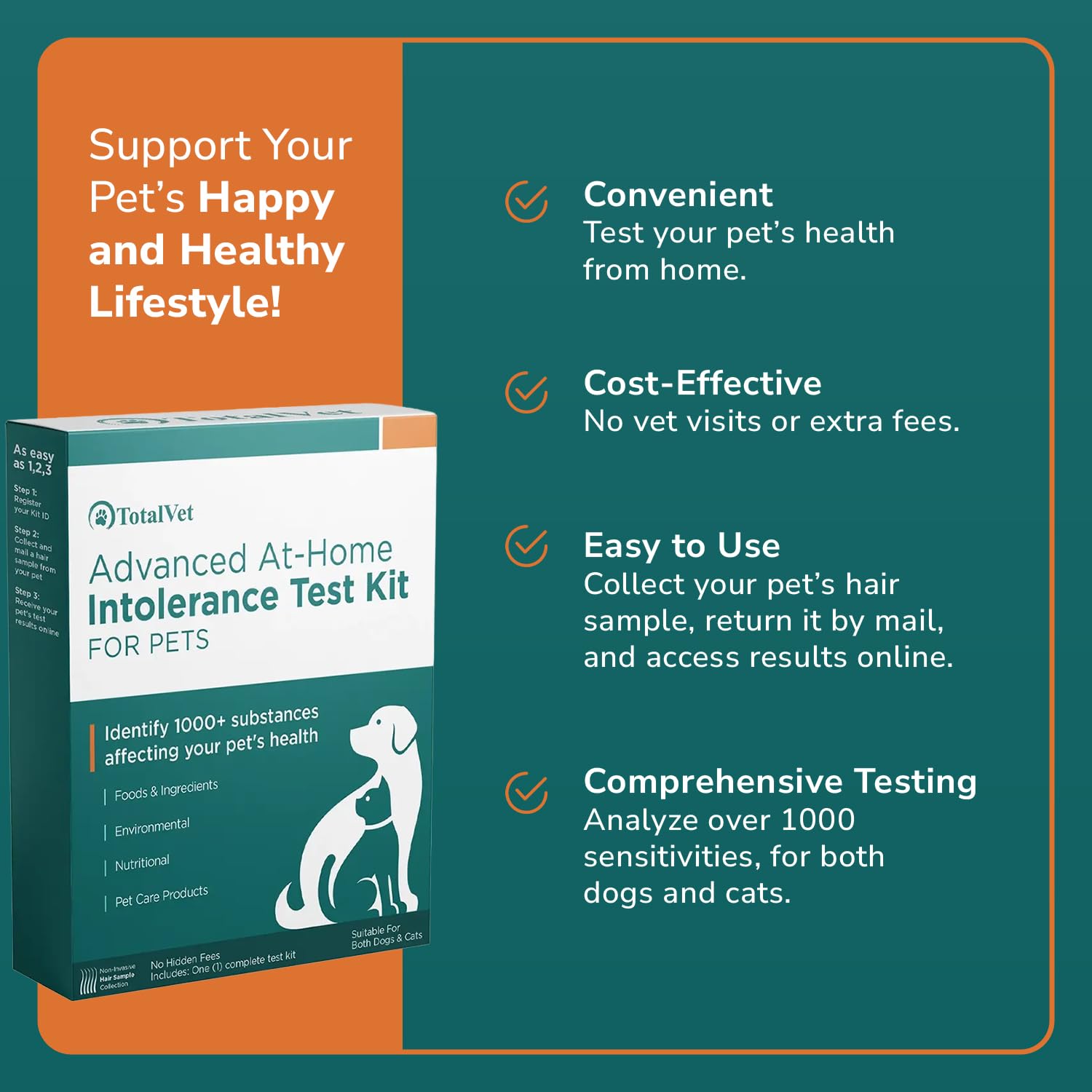 TotalVet prepaid return envelope for convenient sample mailing.