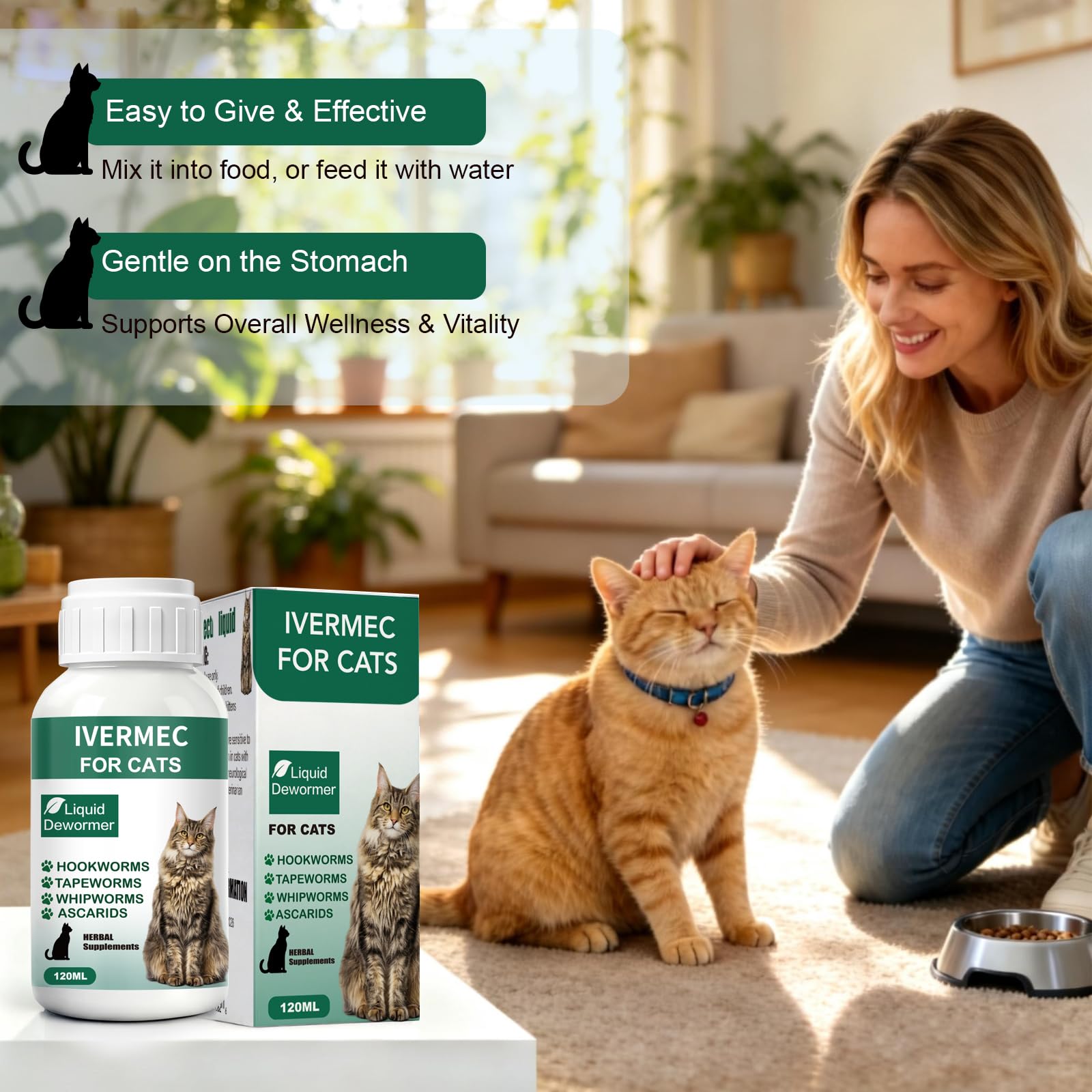 Totoketty dewormer cat digestive comfort illustration during or after meals