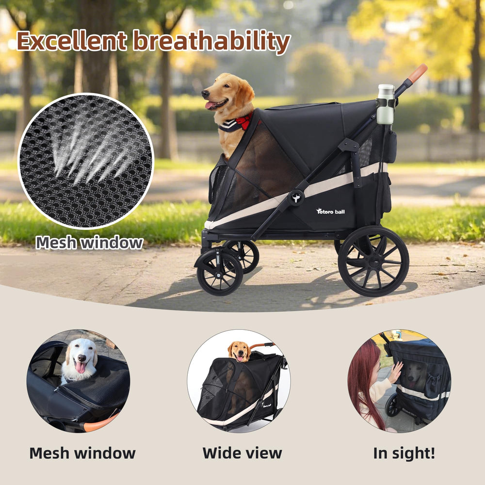 Totoro Ball stroller folded compact demonstrates space-saving design for travel.
