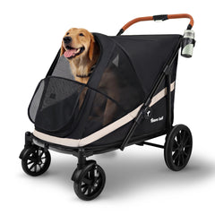 Totoro Ball dog stroller front view with breathable mesh for ventilation.