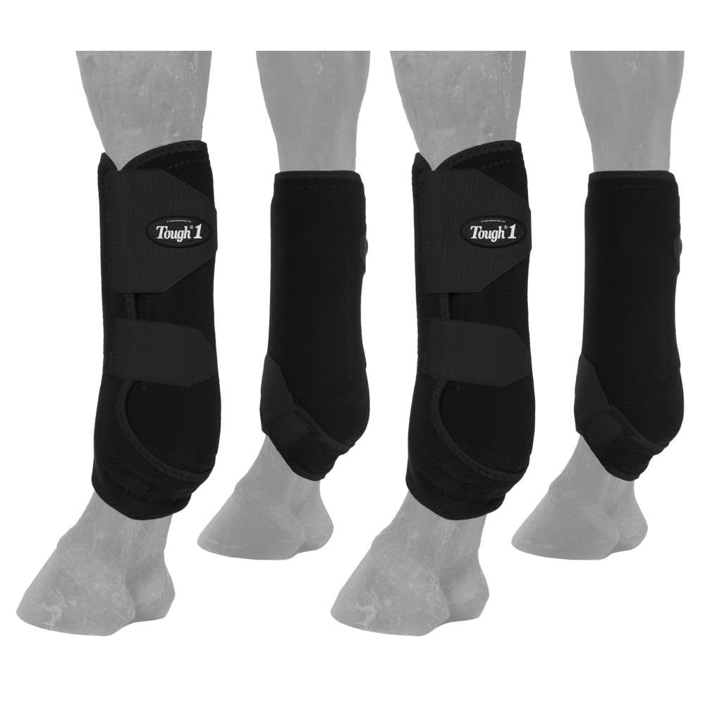 Tough 1 Extreme Vented Sport Boots set in black, breathable neoprene protect legs while reducing heat
