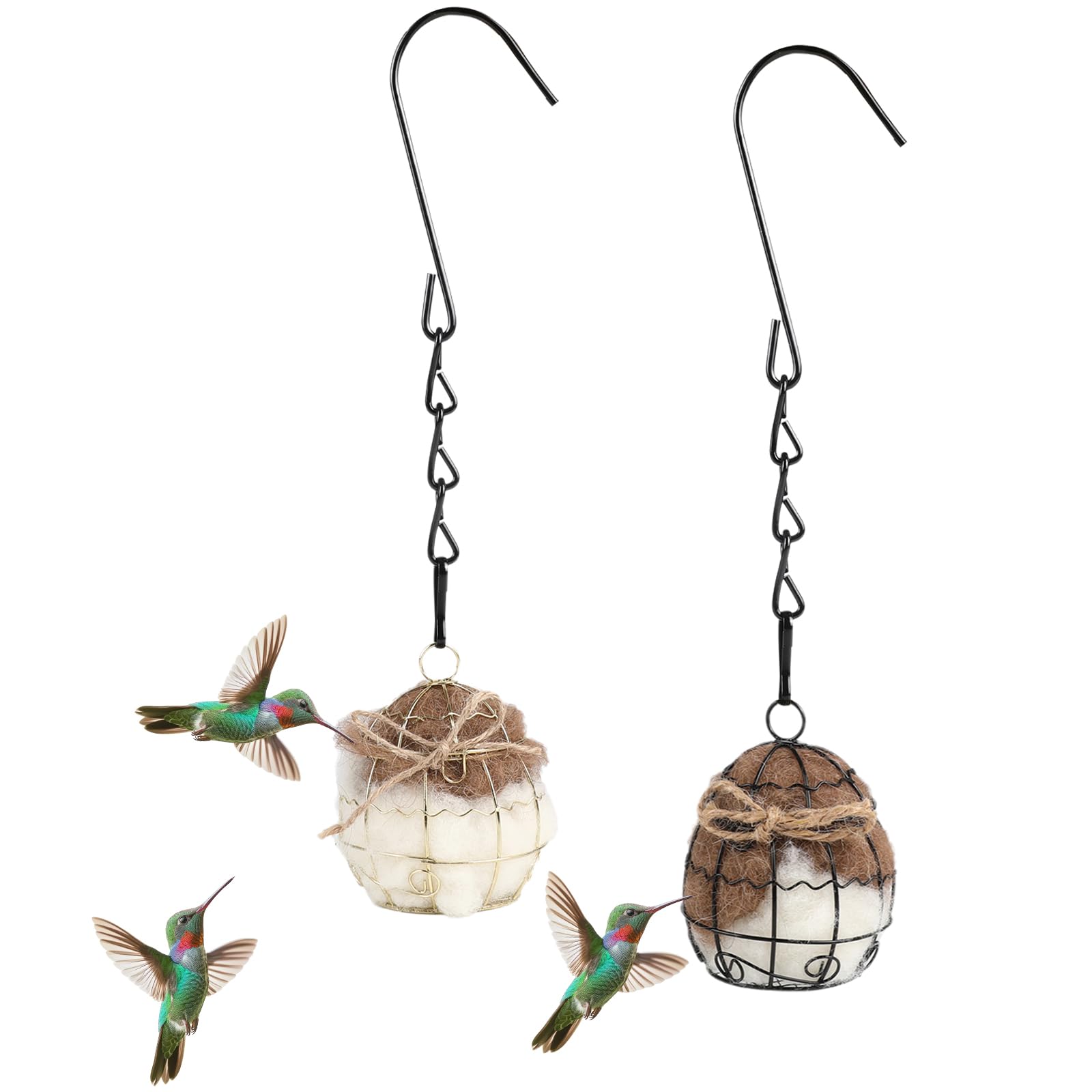 TOWDREU bird nesting ball on a branch with alpaca wool for cozy nests