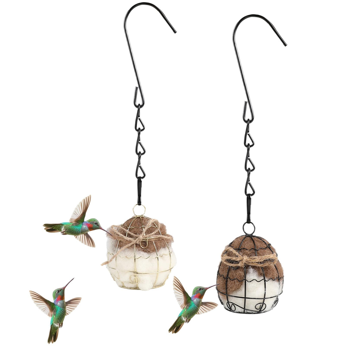 TOWDREU bird nesting ball on a branch with alpaca wool for cozy nests