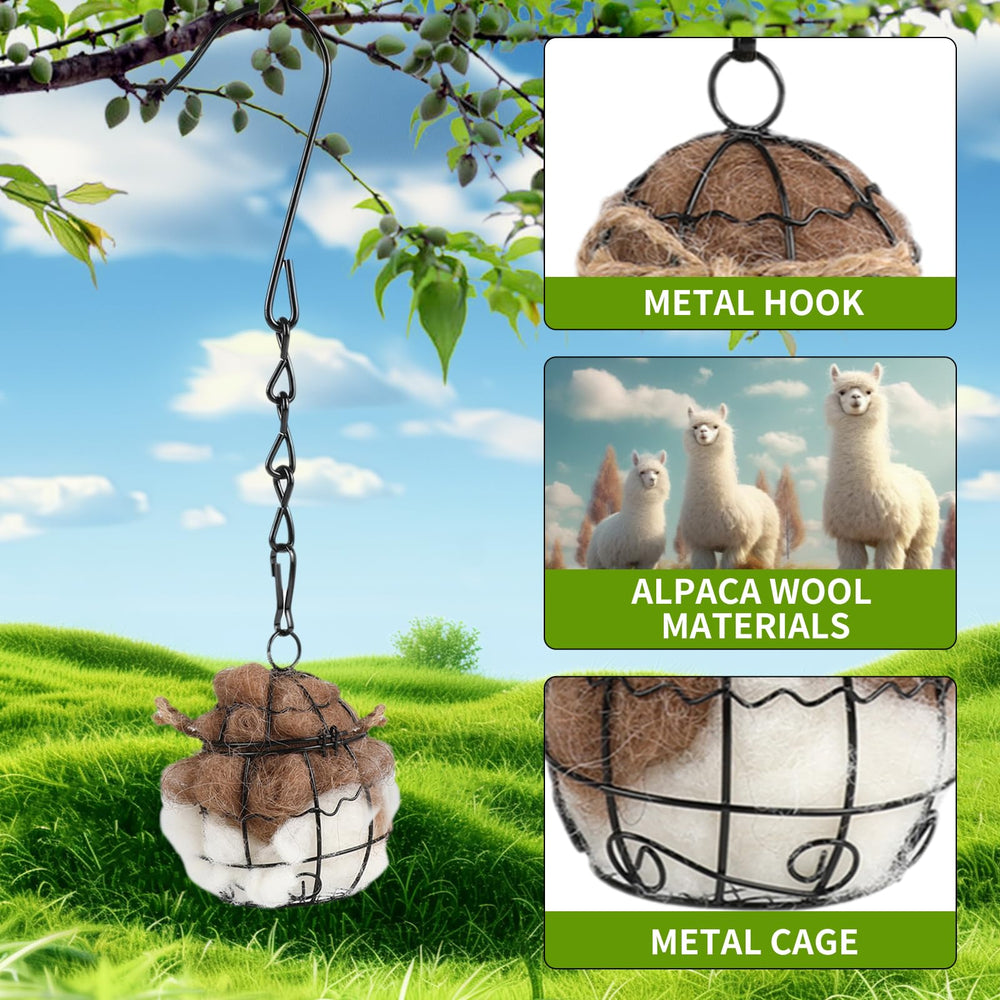 TOWDREU birds nesting with alpaca fiber in a garden setting