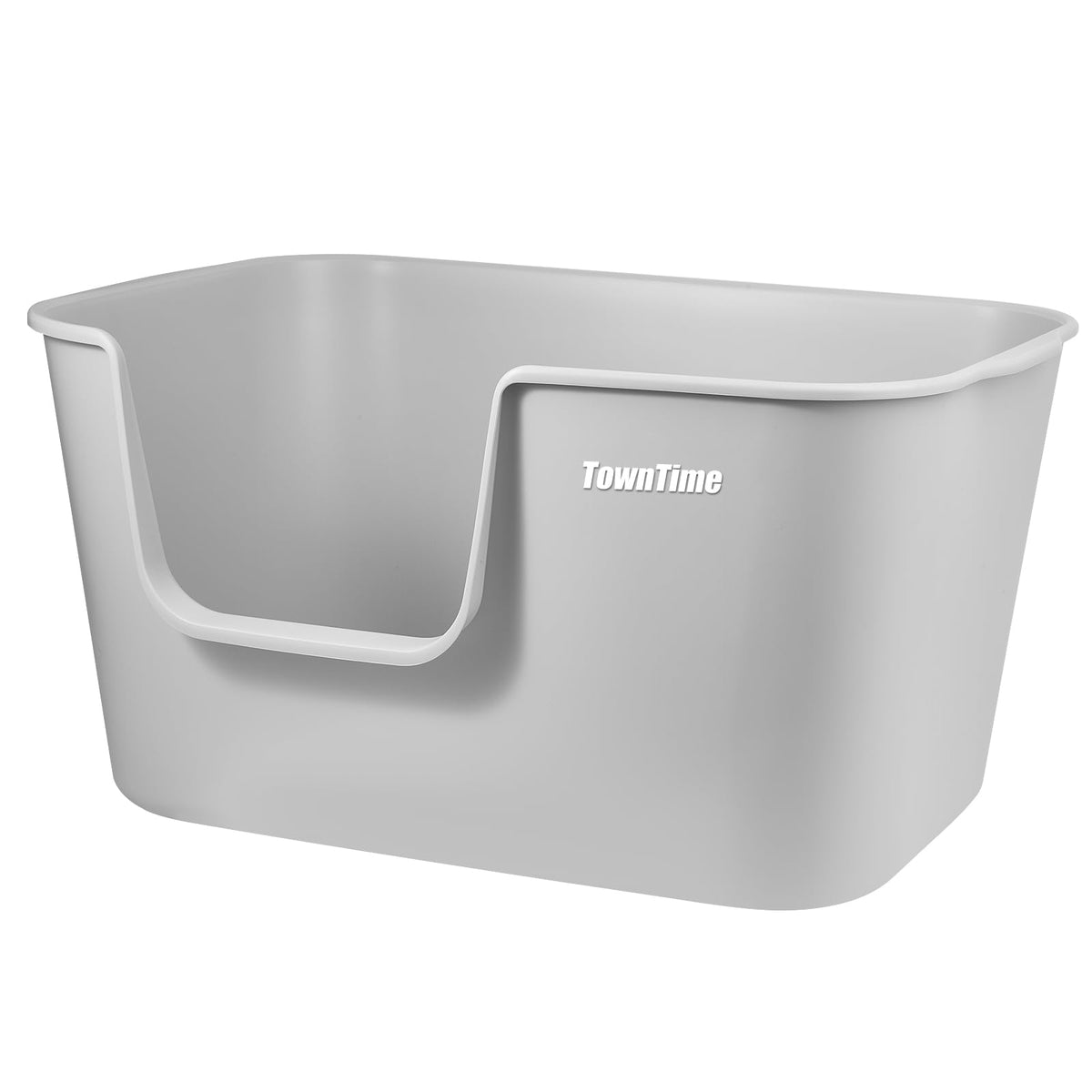 TownTime extra large kitty litter box with high sides for spacious multi-cat use.