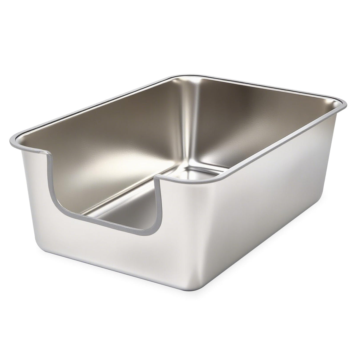 TownTime stainless steel litter box with low-entry for easy kitten access.