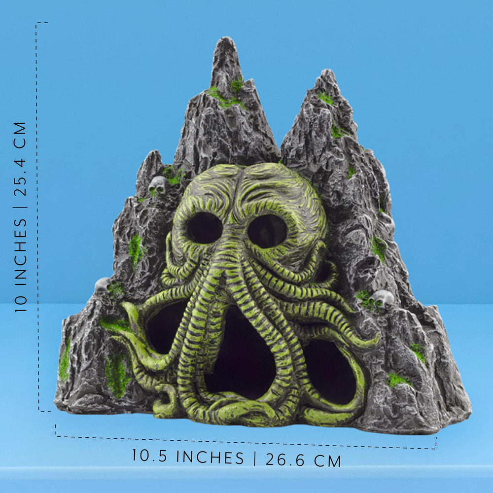 Cavern crest design integrates naturally with rocks and plants in any tank.