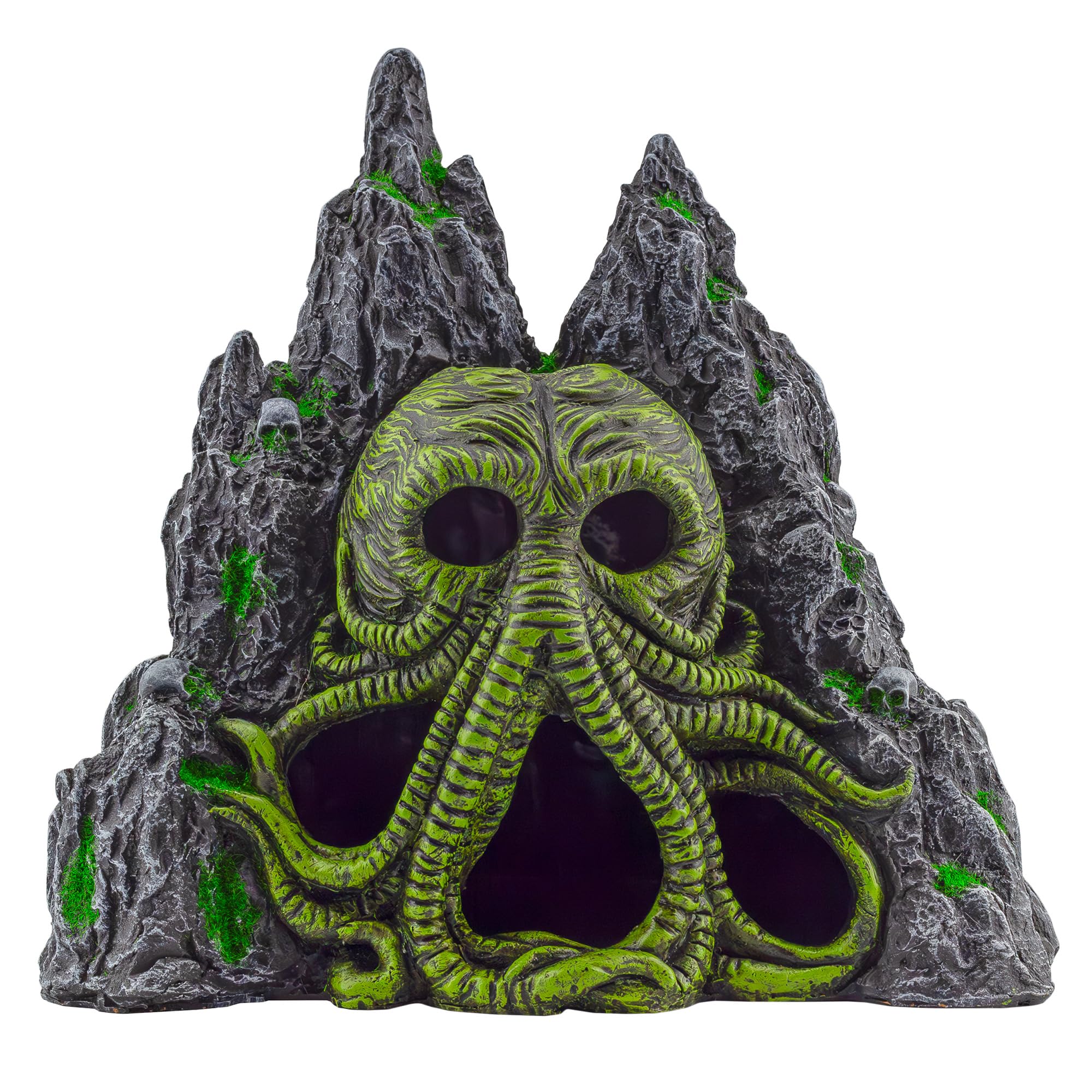 Toy Vault Cthulhu monster aquarium cave front view adds a dramatic focal point to tanks.