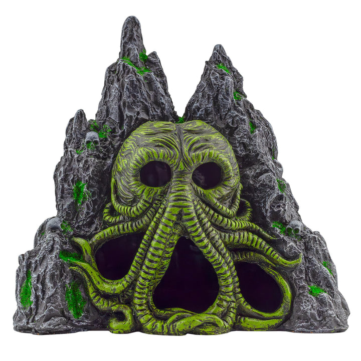 Toy Vault Cthulhu monster aquarium cave front view adds a dramatic focal point to tanks.