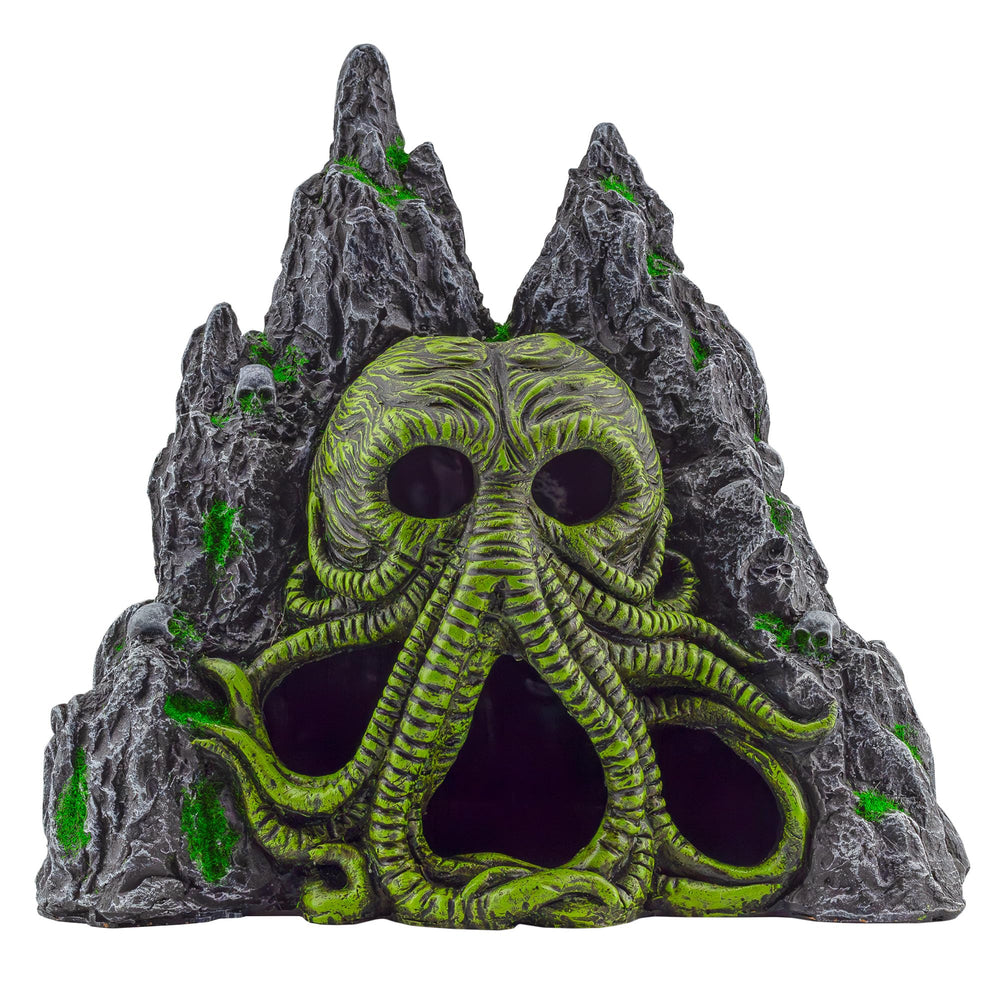 Toy Vault Cthulhu monster aquarium cave front view adds a dramatic focal point to tanks.