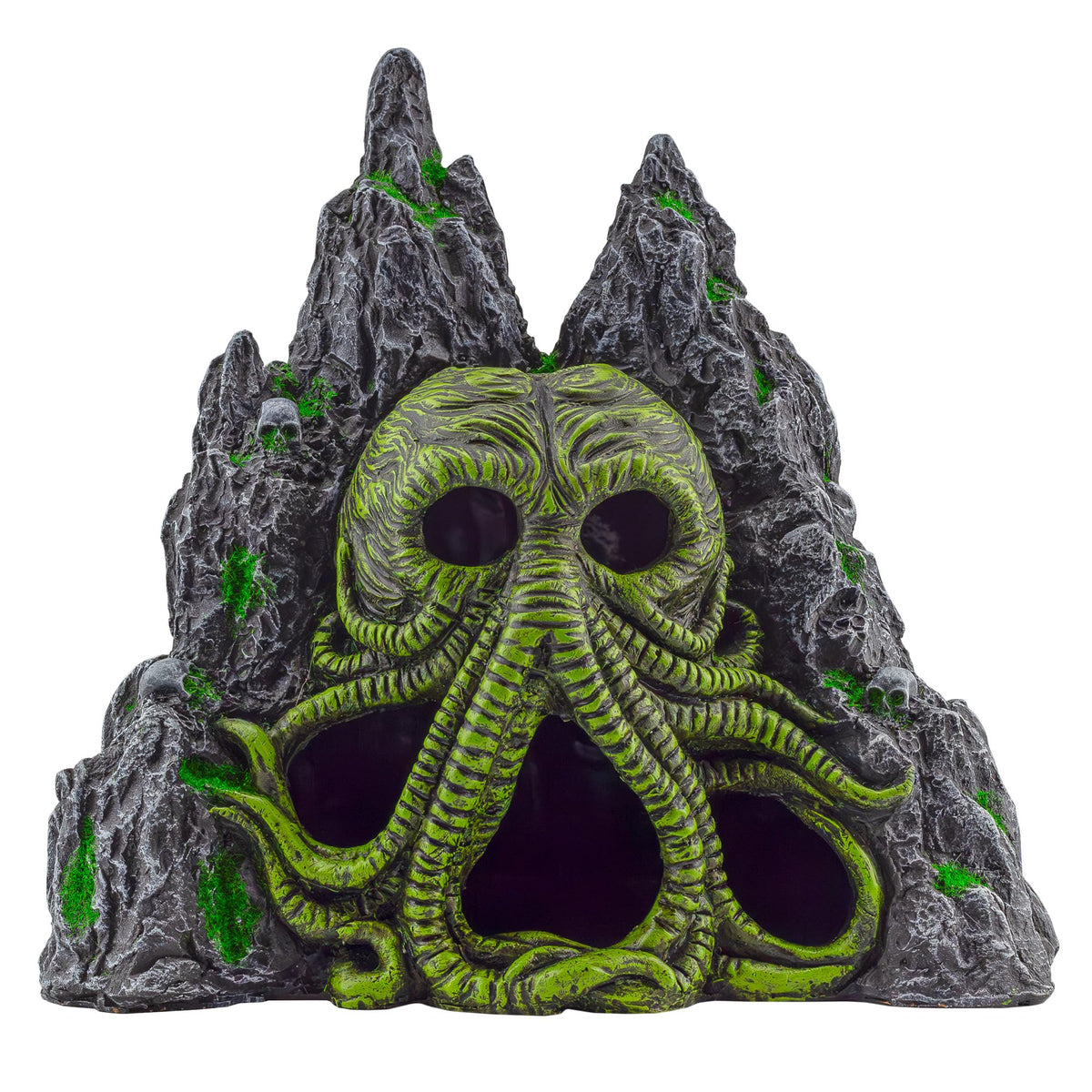 Toy Vault Cthulhu monster aquarium cave front view adds a dramatic focal point to tanks.