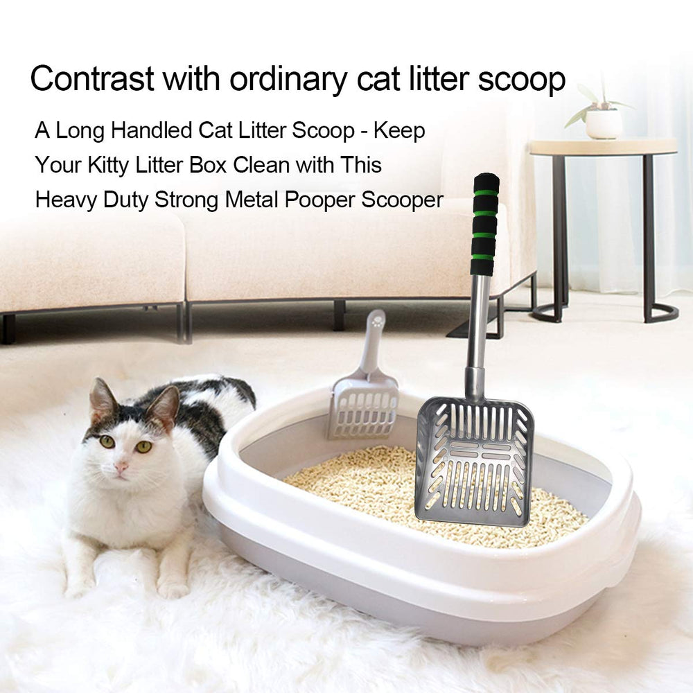 TOYPOPOR metal litter scoop in aluminum offers durable, rust-resistant performance.