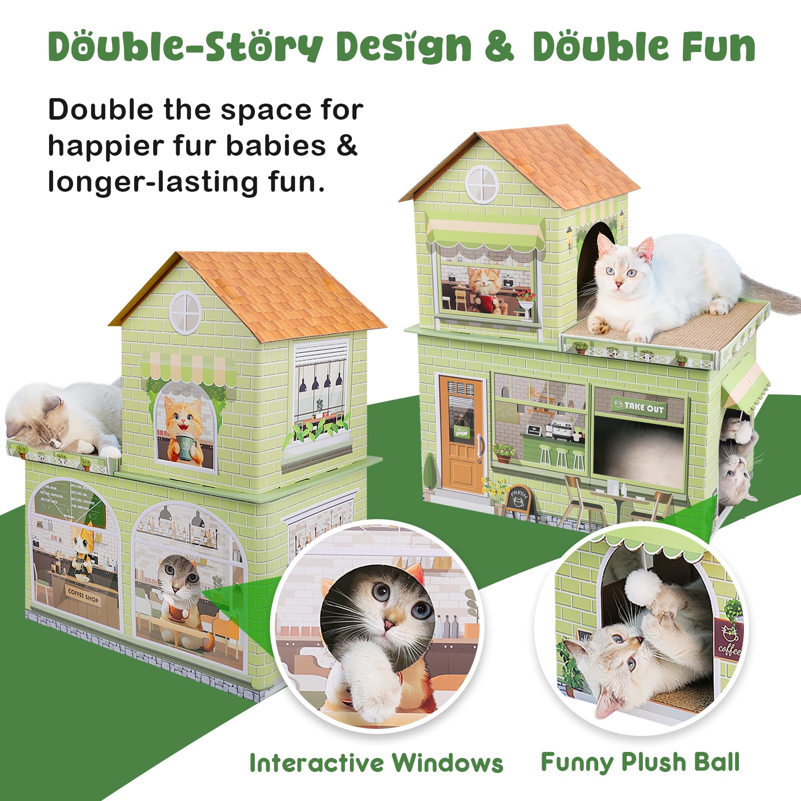 TOYSBOOM two-story cardboard condo provides private hideaway for cats.