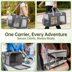 TOYSBOOM Cat Carrier breathable mesh and shade curtains for airflow and privacy.
