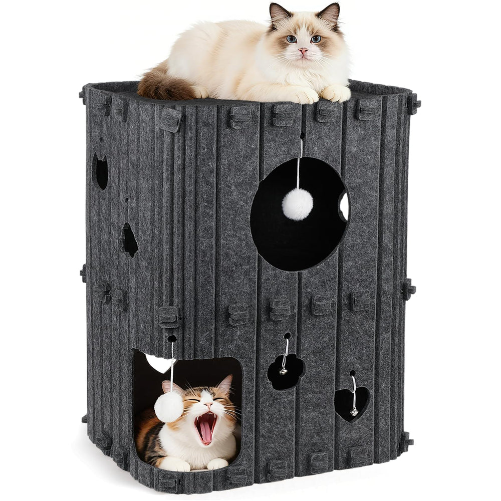TOYSBOOM Cat House exterior in gray, inviting for multi-cat spaces and compact living