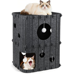 TOYSBOOM Cat House exterior in gray, inviting for multi-cat spaces and compact living