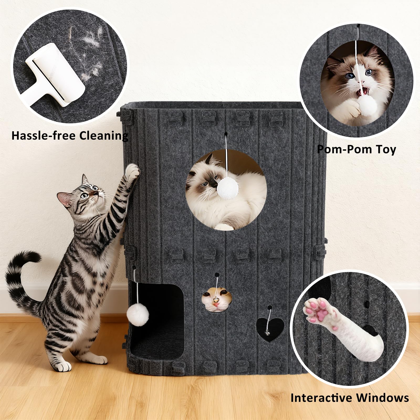 TOYSBOOM Cat House secure inserts, added stability for wobble-free setup