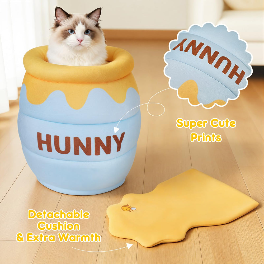 TOYSBOOM Honey Pot Cat Cave Bed soft plush fabric detail for cozy cuddles