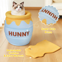TOYSBOOM Honey Pot Cat Cave Bed soft plush fabric detail for cozy cuddles