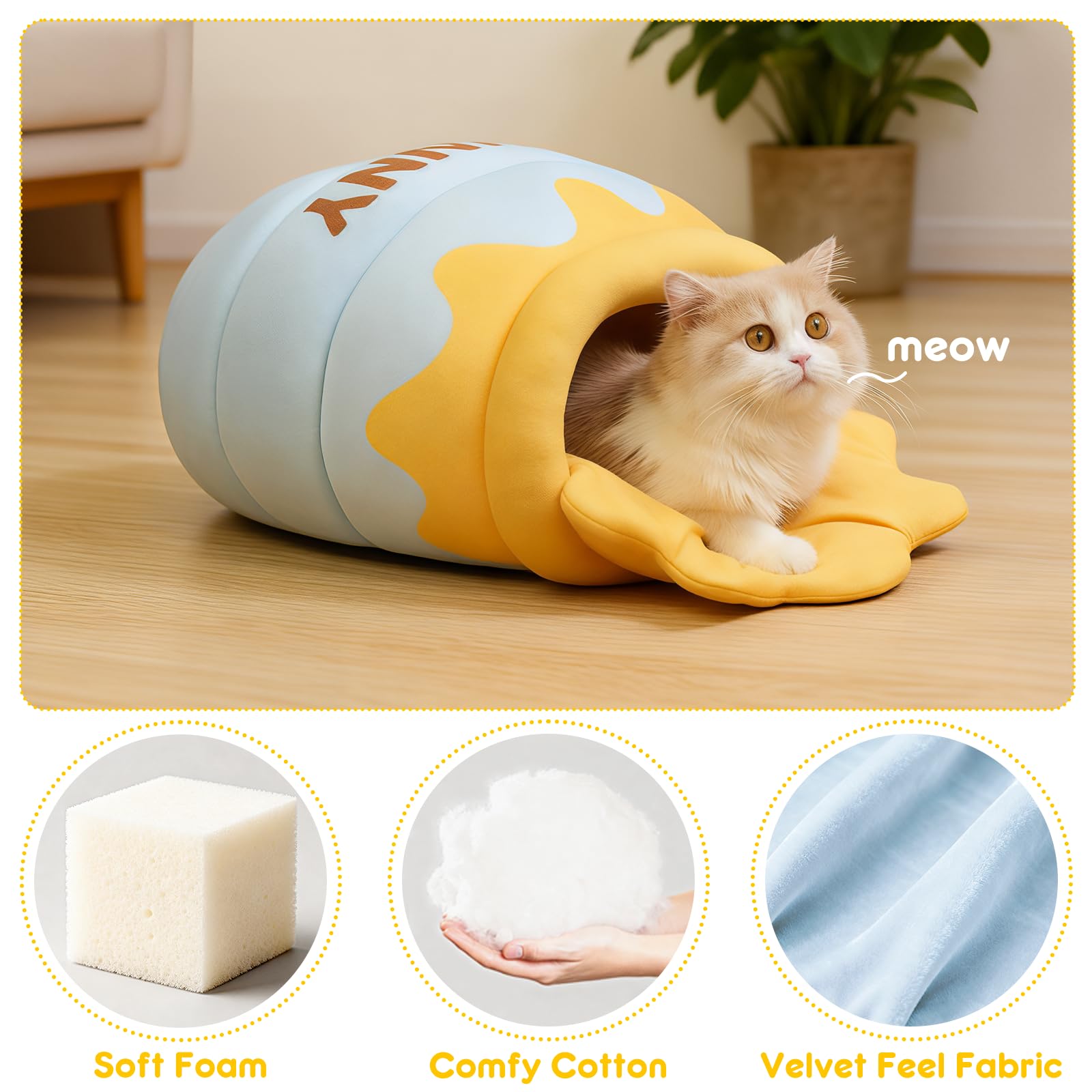 TOYSBOOM Honey Pot Cat Cave Bed washable cover promotes hygiene and care