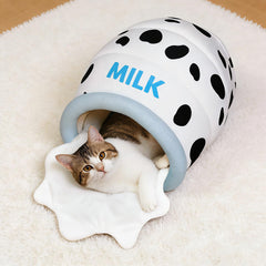 TOYSBOOM Milk Bottle Cat Cave Bed provides a cozy indoor hideaway for cats