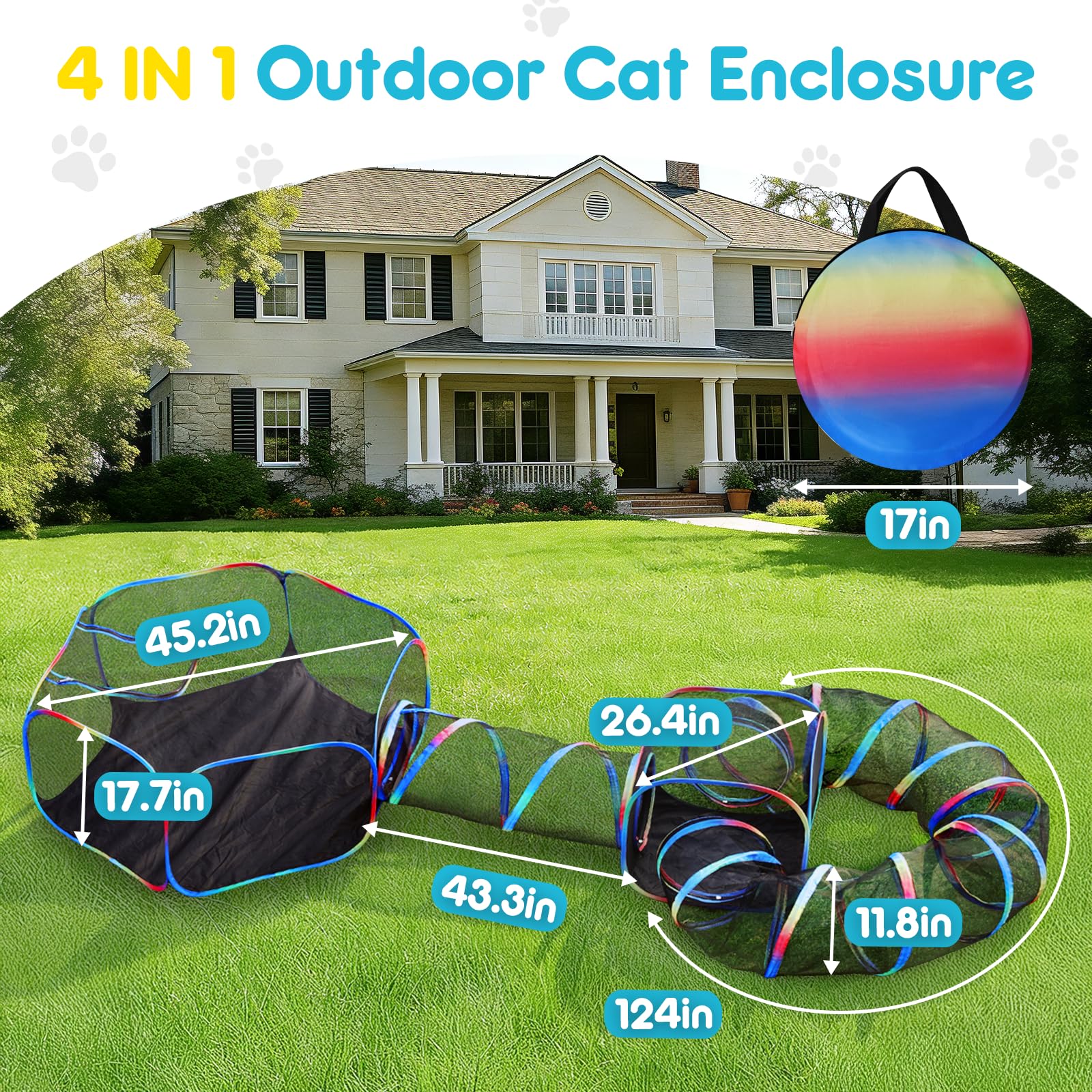 TOYSBOOM Outdoor Cat Enclosure 160in tunnel invites interactive chase and hide-and-seek