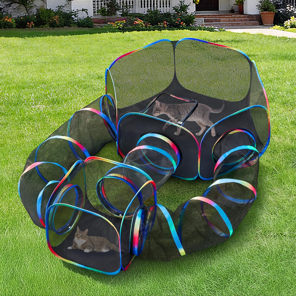 TOYSBOOM Outdoor Cat Enclosure tent setup for easy backyard play
