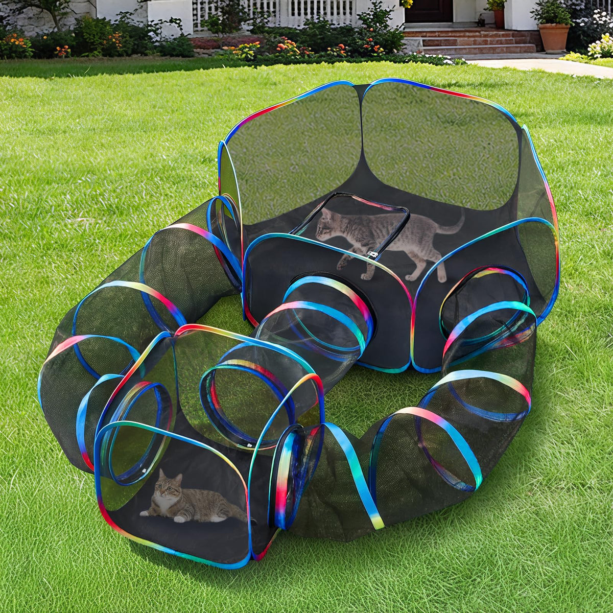 TOYSBOOM Outdoor Cat Enclosure tent setup for easy backyard play
