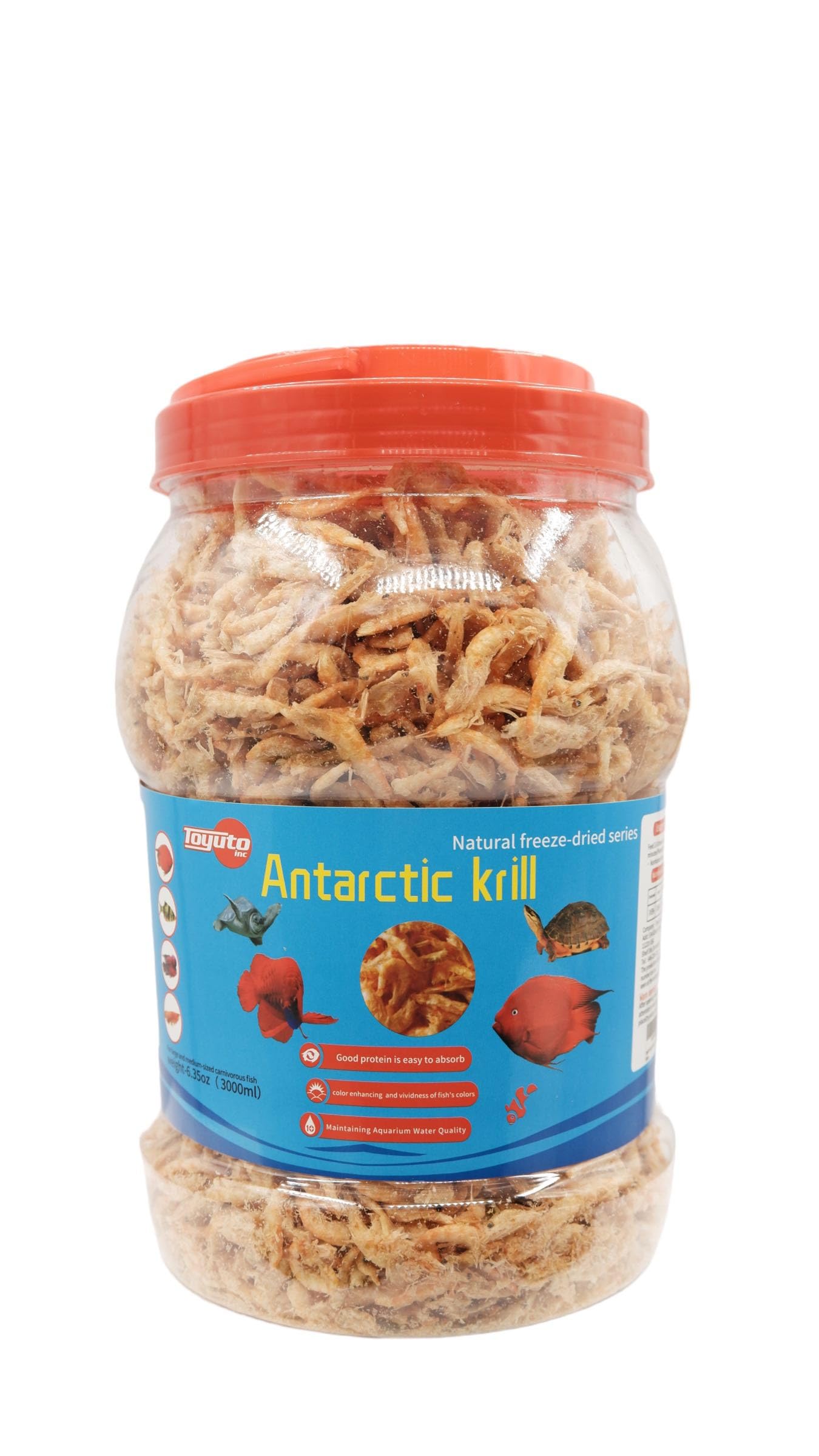 toyuto premium freeze-dried krill bites to boost color and growth in tropical fish