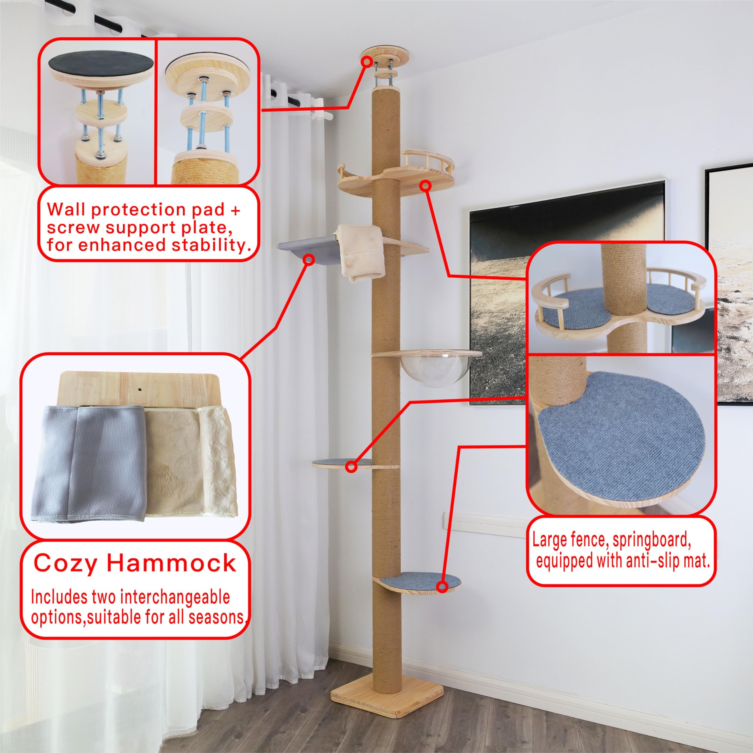 TQEW stable base supports up to 140 lbs for multi-cat homes