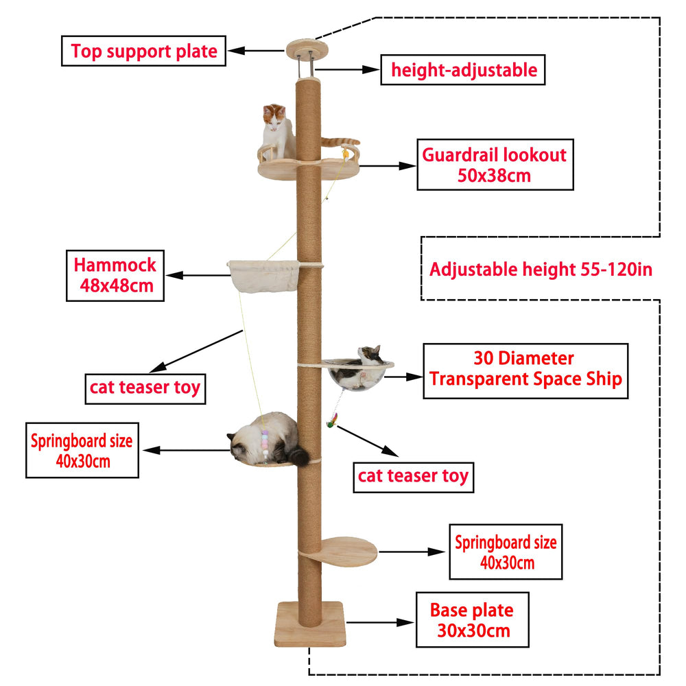 TQEW eight sisal posts and five accessories with non-slip mats for scratching