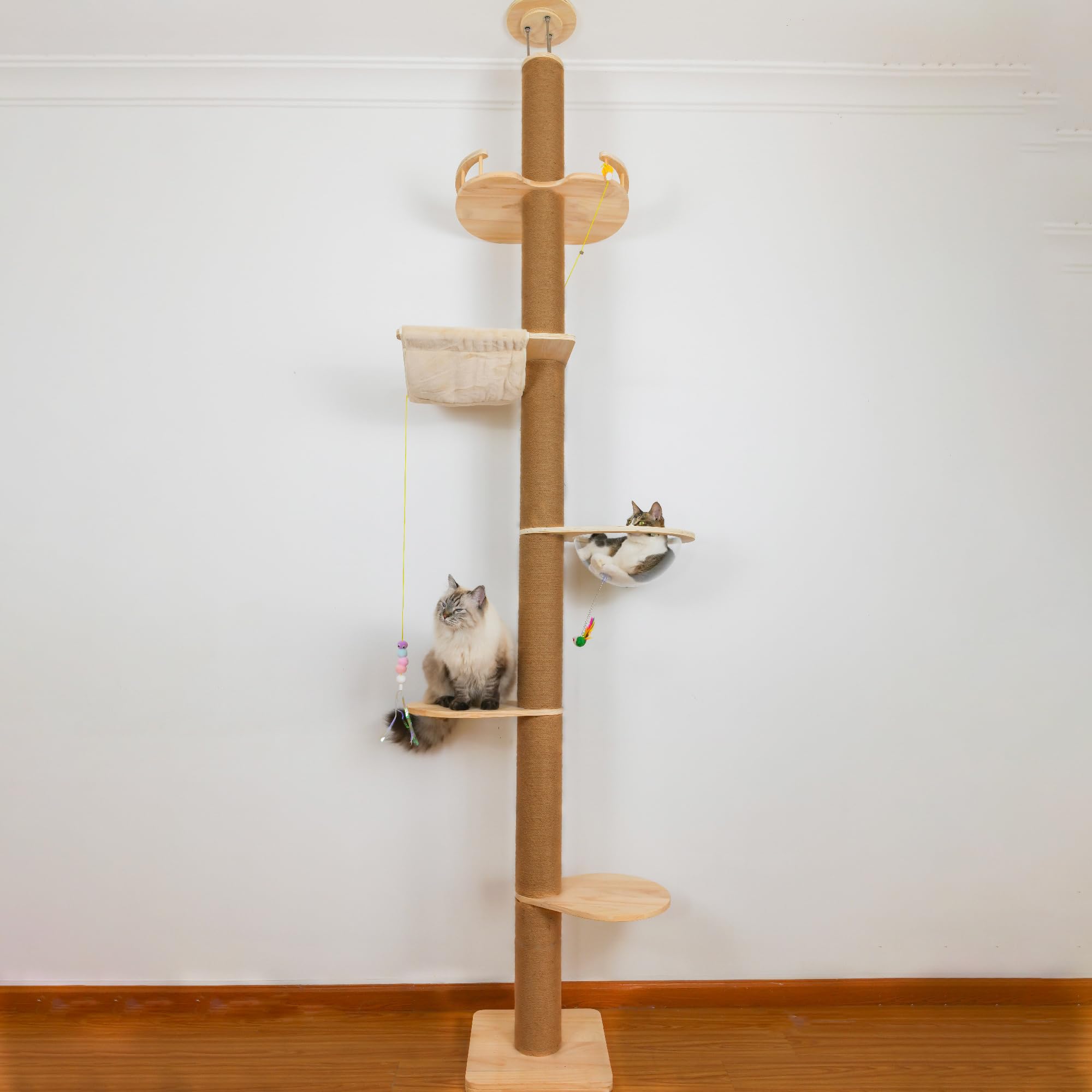 TQEW floor-to-ceiling cat tree top structure with steel screws for stability