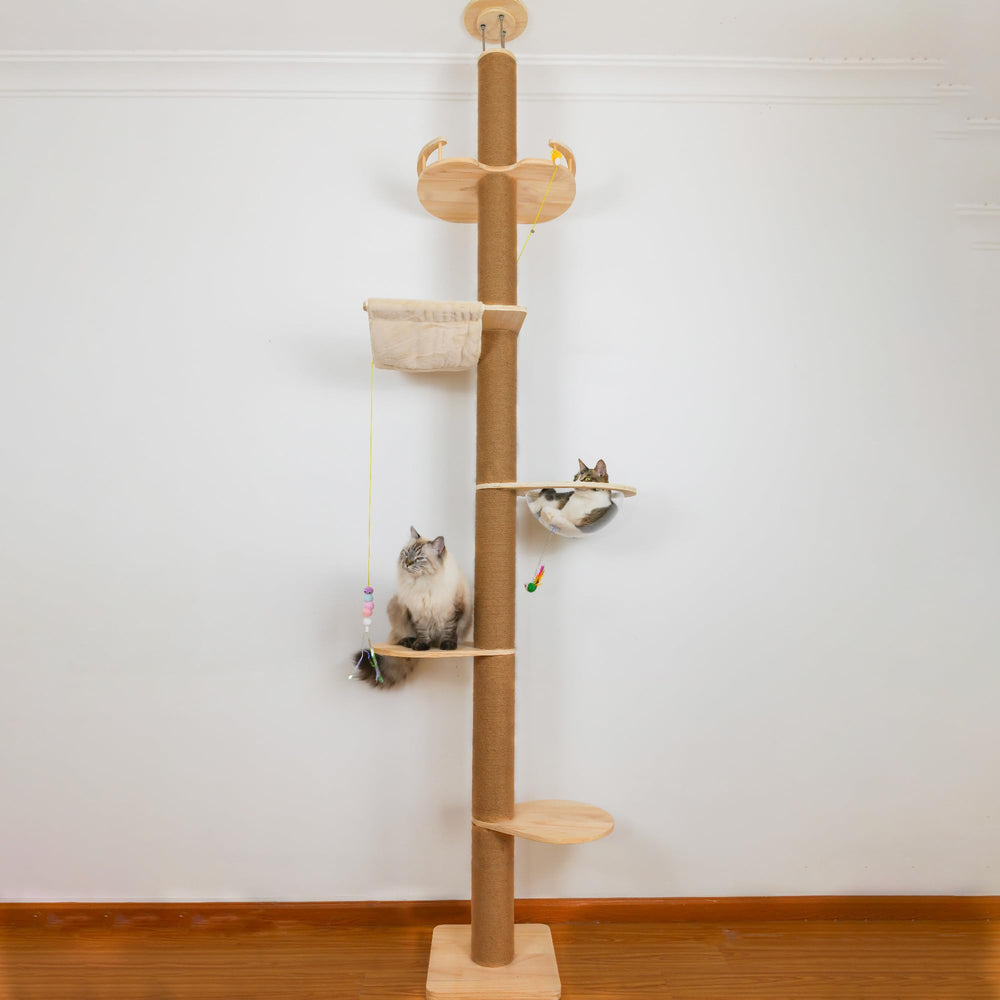 TQEW floor-to-ceiling cat tree top structure with steel screws for stability