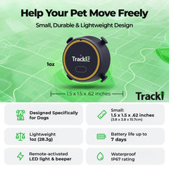 Tracki live location map view shows your dog's path and current status at a glance.