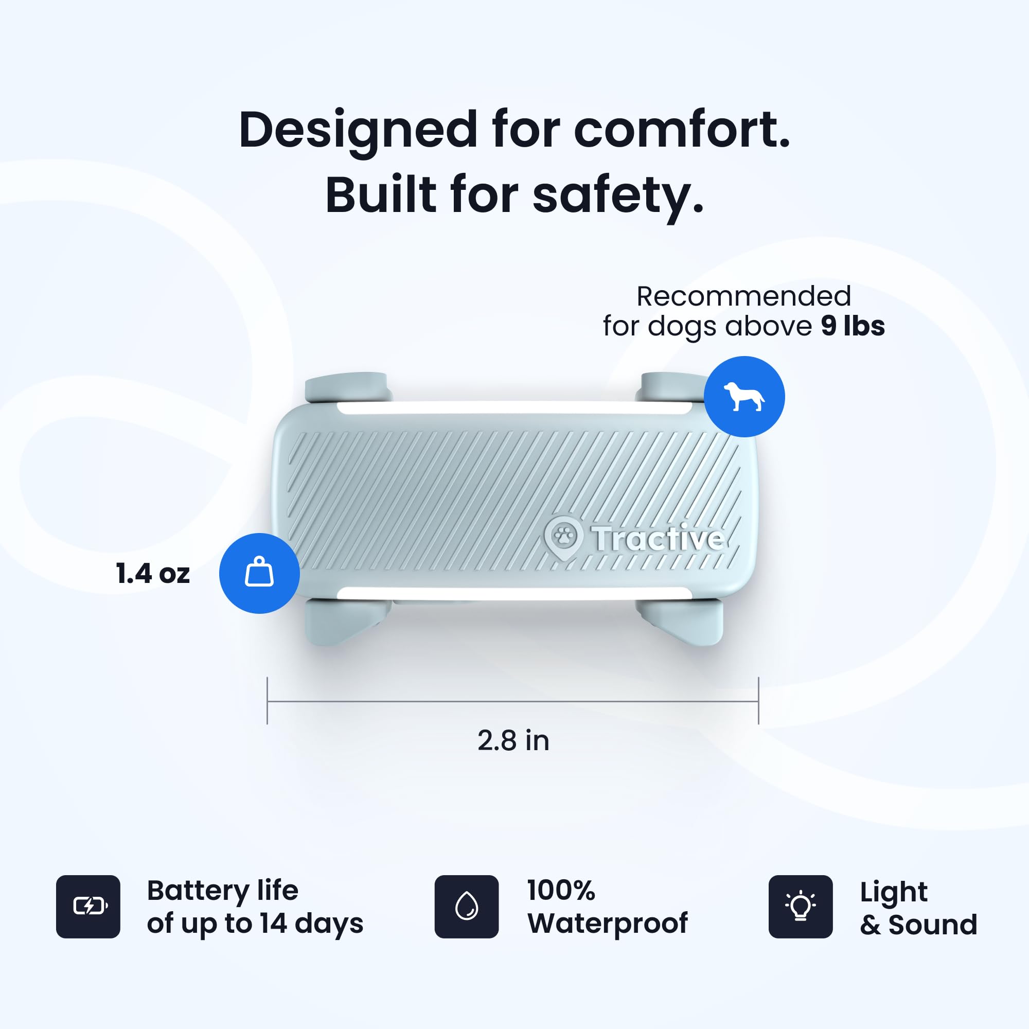 Tractive Long-battery waterproof design supports everyday outdoor adventures.