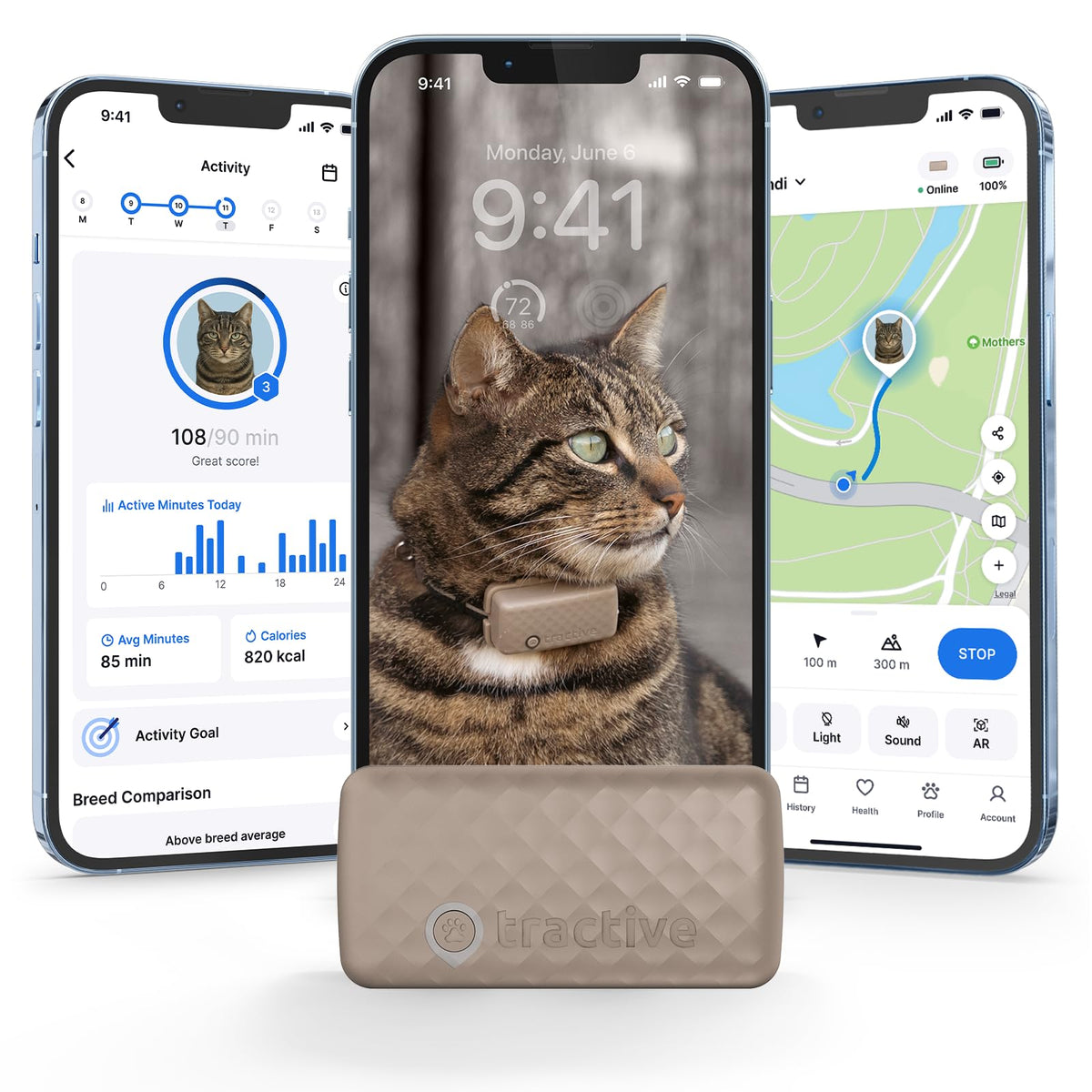 Tractive Smart Cat GPS Tracker worn on a cat’s neck enabling real-time location visibility.